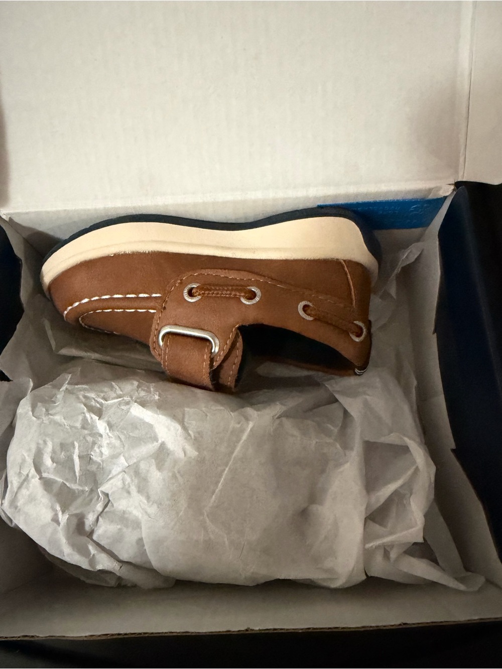Nautica Kids Brown Moccasin Boat Shoe with Cream Sole